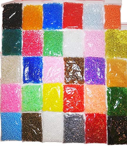 Perlin NO8 Z22 Lot de 25000 perles de rocailles rondes en verre - 30 sachets différentes - 2 à 3 mm - 600 g - 30 couleurs