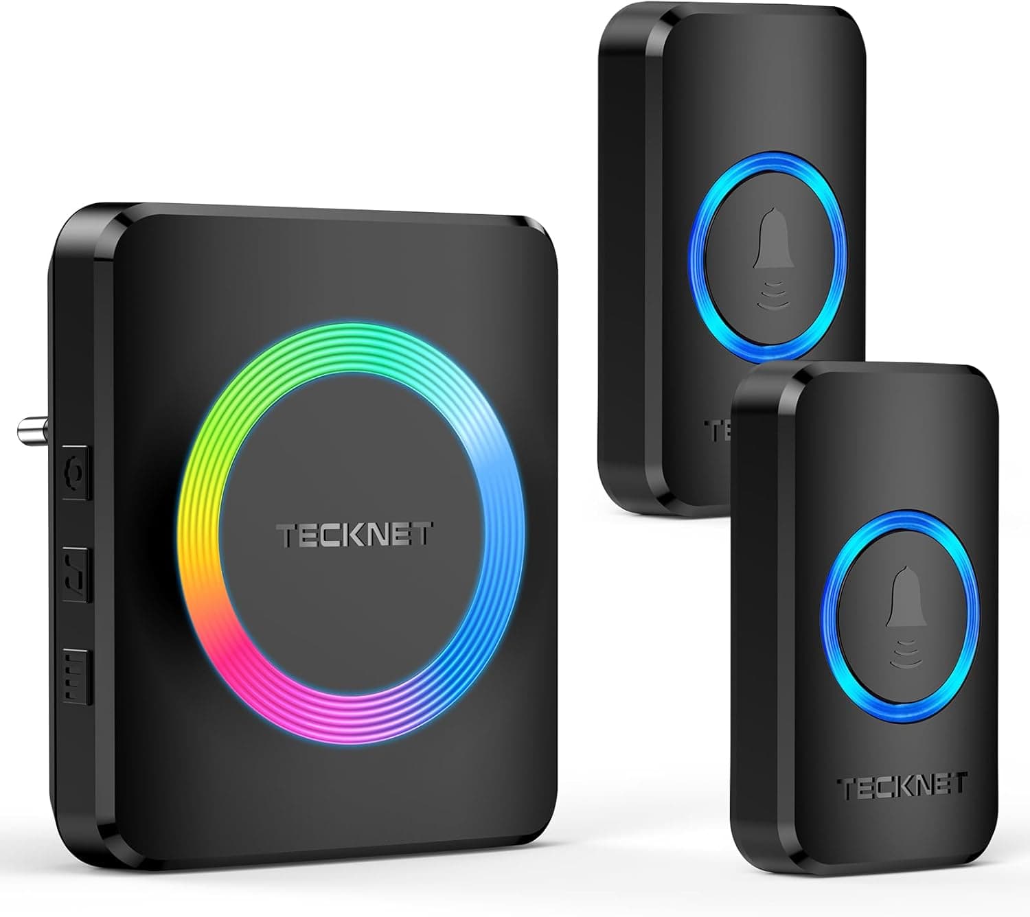 TECKNET Sonnette sans Fil Extérieure Étanche avec 2 Émetteur, Portée 600M