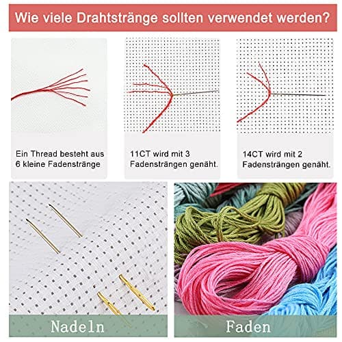 Kit de point de croix à faire soi – meme kit de démarrage de broderie pré - imprimée canevas kit complet adulte ou enfants pour les debutants - Aigle des montagnes enneigées 52x39cm