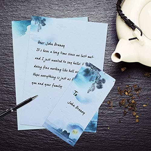 48 Feuilles Papier à Lettre - 24 pièces Enveloppes Auto-adhésives, pour imprimante, 6 assortis Style japonais