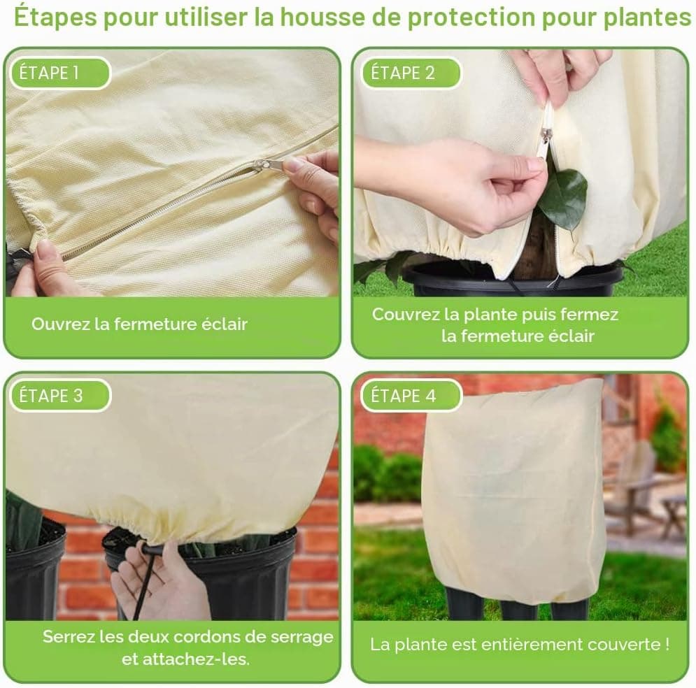 Tesmotor Housse D'hivernage Housse de Protection pour Plantes à Utiliser en Hiver 2Pack - (100 x 80 CM)