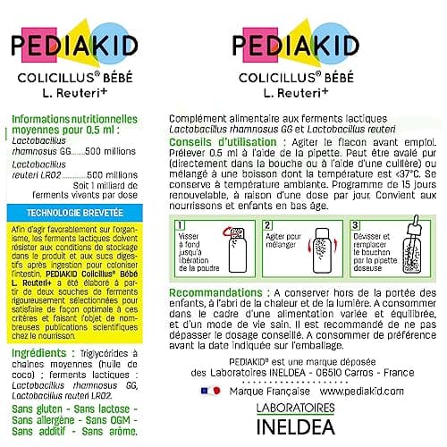 PEDIAKID - Colicillus® Bébé - Suspension Huileuse à base de Lactobacillus Rhamnosus GG - Teneur Garantie 1 Milliard par Prise - Réduit les Contractions Abdominales - Goût Neutre -Flacon Compte-Gouttes