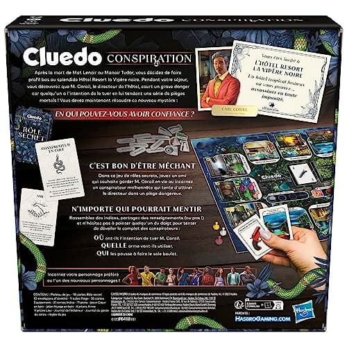 Hasbro Gaming Cluedo Conspiration, Jeu de Mystère, Jeux de Société pour Ados et Adultes, 4 à 10 Joueurs, Jeu d'Enquête et d'Énigme Multijoueur avec Rôles Secrets, Cadeau de Noël