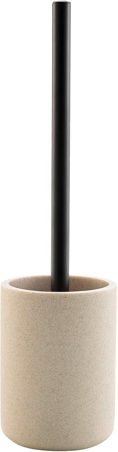douceur d'intérieur, Brosse WC (Diamètre 10 x 40 cm) Granite Sable, Polyrésine Unie