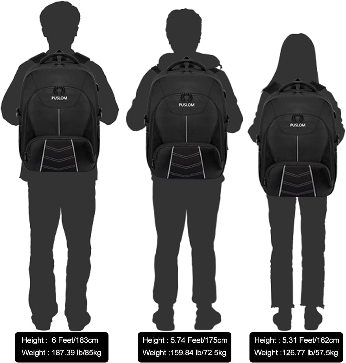 Sac à Dos Homme Grand 55L 18.4 Pouces Antivol Imperméable avec Chargement USB pour Ordinateur Portable Voyage Affaires Loisir Scolaire Collège - Noir