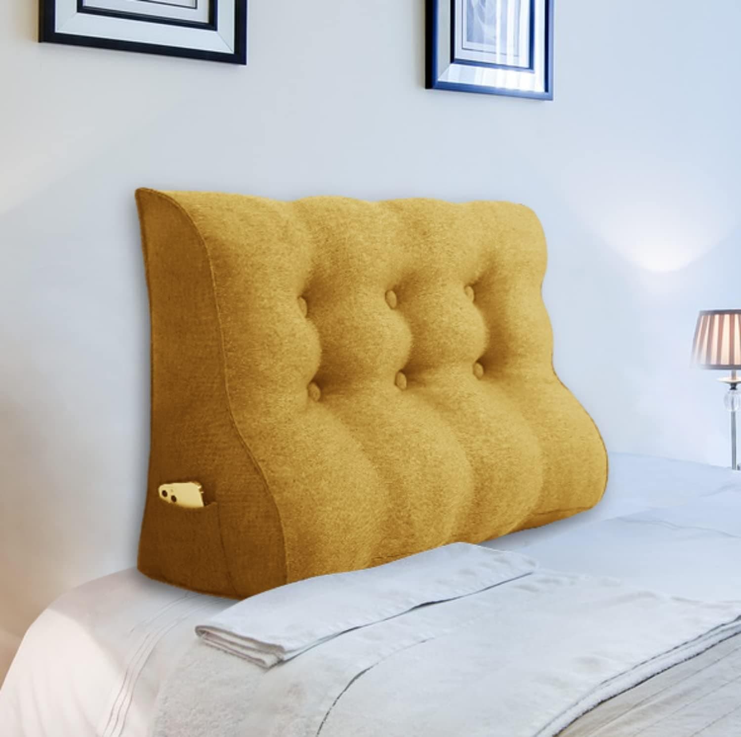 Johnear Coussin de Dossier Ergonomique courbé pour canapé et lit (Jaune, 100)