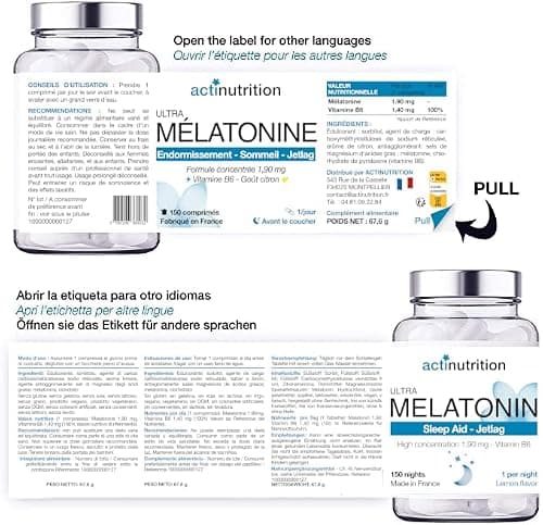 Mélatonine 1,9mg - 150 nuits : Action Rapide - Régulateur de l’horloge biologique | Pulsions de grignotage | Fabriqué en France | Endormissement serein | Réveil lucide