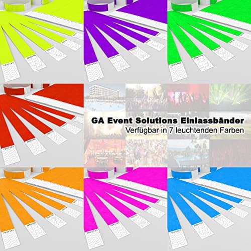 Bracelets d’admission GA Event Solutions en Tyvek, 500 pièces, violet