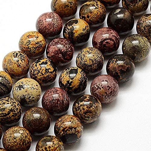 G323 Perles rondes en pierre précieuse naturelle, jaspe dendritique, opale, 8 mm, marron et noir, bijoux design, accessoires de bricolage
