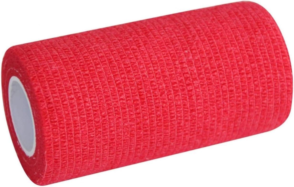PintoMed - Bandage Cohésif - 6 Rouleaux Rouge X 10 cm X 4,5 m Autoadhésif, Sports Bande, Premiers Secours Adhésif, Vet Wrap