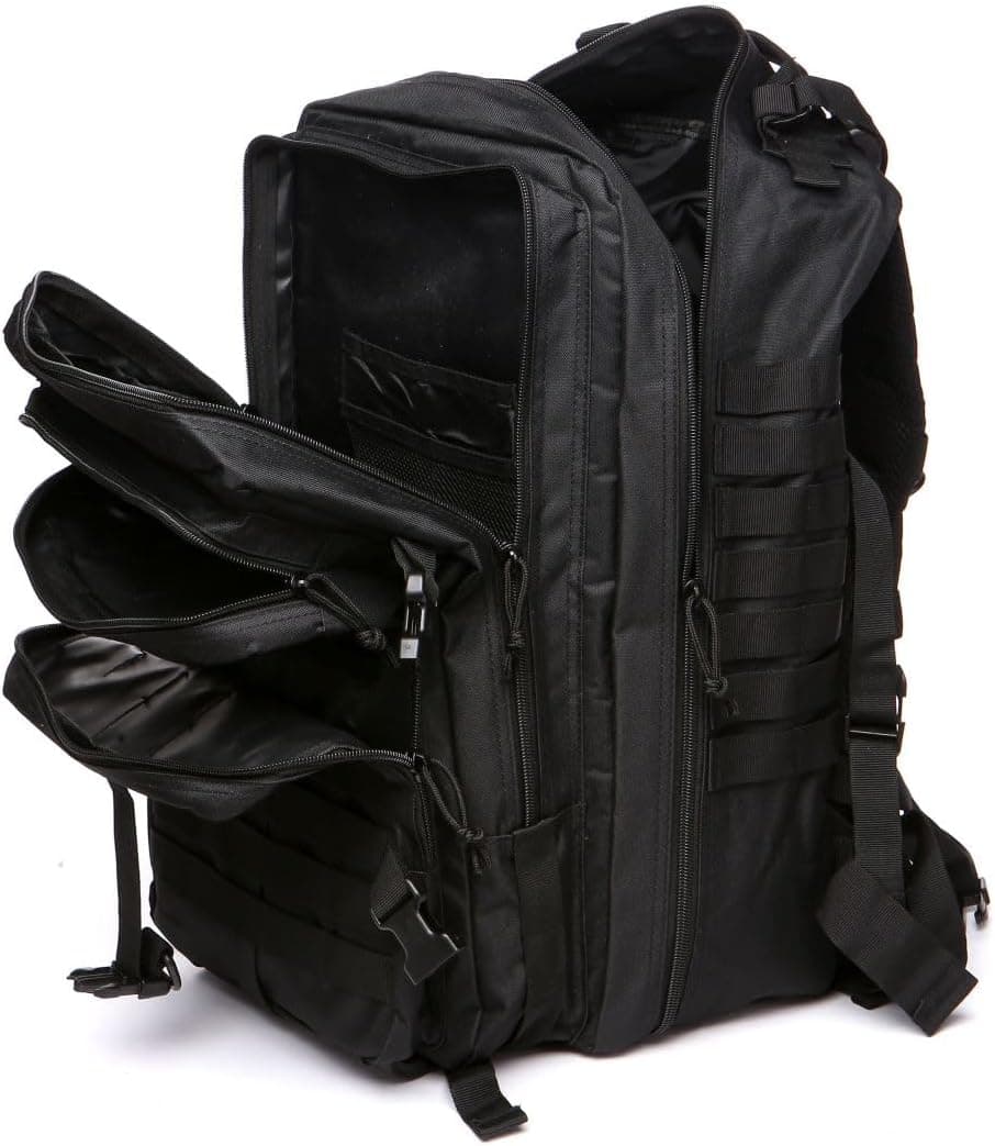 Sac À Dos Tactique 50 Litres - Grande Capacité Système MOLLE Militaire Imperméable Idéal Pour Urgences De 3 Jours Chasse Randonnée Et Camping Sac À Dos Pour De Plein Air (Noir)