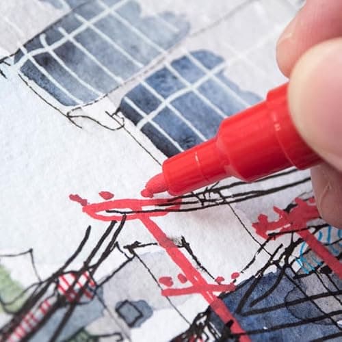 POSCA Mitsubishi Pencil - 8 Marqueurs PC3M - Pointe Conique Pointe Fine - Marqueurs Peinture à Base d'Eau - Tout Support - Pour Papier, Textile, Verre, Galet, Bois - Couleurs Classiques