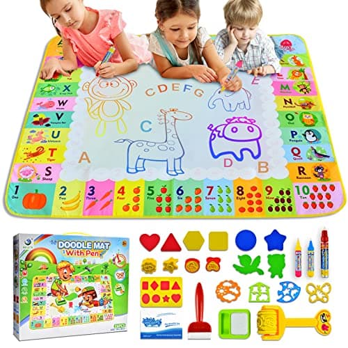 Cadeau Enfant 1-3 Ans - Tapis Dessin Eau Jouet Bebe 1 2 3 Ans, Jouets Educatifs pour Enfants Coloriage Géant Tapis de Peinture Cadeau pour Garcons Filles