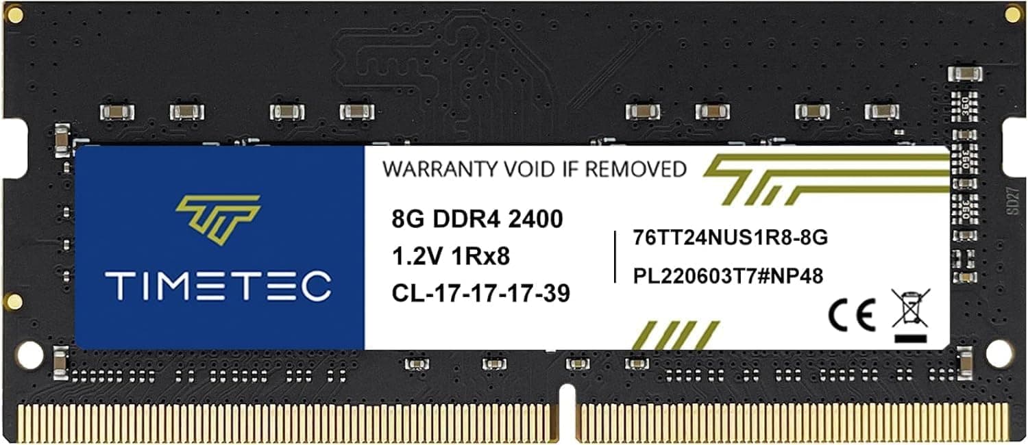 Timetec 8 Go DDR4 2400 MHz (PC4-2400T) PC4-19200 SODIMM – Non-ECC sans Tampon, 260 Broches, 1,2 V, CL17, Module de mémoire pour Ordinateur Portable, Mini-PC et Ordinateur Tout-en-Un