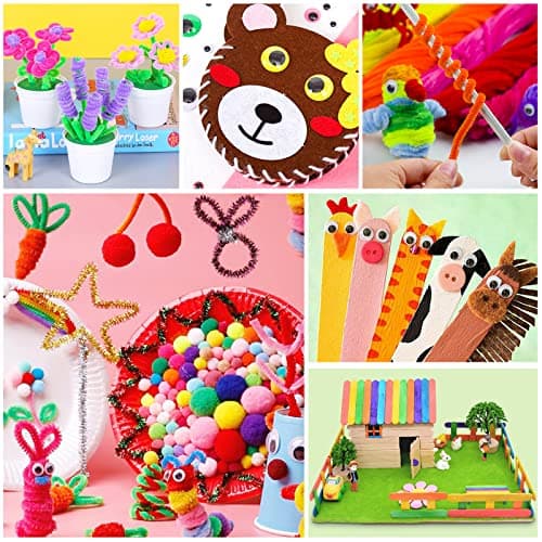 YUTUY Kit Bricolage Enfant,3000+pcs Bricolage Enfant Pipe Cleaners Crafts Set,DIY Activites Manuelles Pompons,Loisirs Creatifs,Activité Manuelle Enfant pour 4-12 Ans