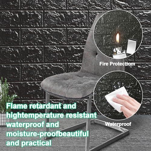 40 pièce Papier Peint Brique 3D Brique Pierre Adhesif Mural Autocollant, 38 ×35 cm Noir Stickers Panneaux Muraux 3D Mural, Dalle PVC Adhesive Murale, Panneau Mural Decoratif