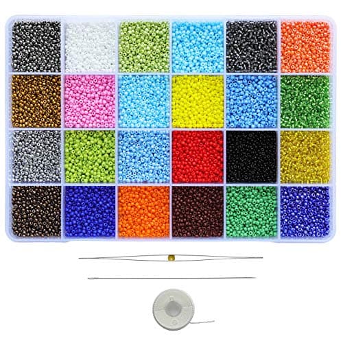 Bala&Fillic perles de rocaille en verre 11/0 perles de rocaille 24 couleurs environ 15600 pièces dans une boîte pour la fabrication de bijoux