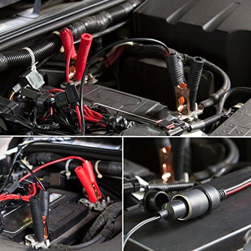 Magiin Adaptateur Allume-Cigare avec 2 Pinces Crocodiles Câble d'Extension pour Batterie (1pc+ 3 fusibles)