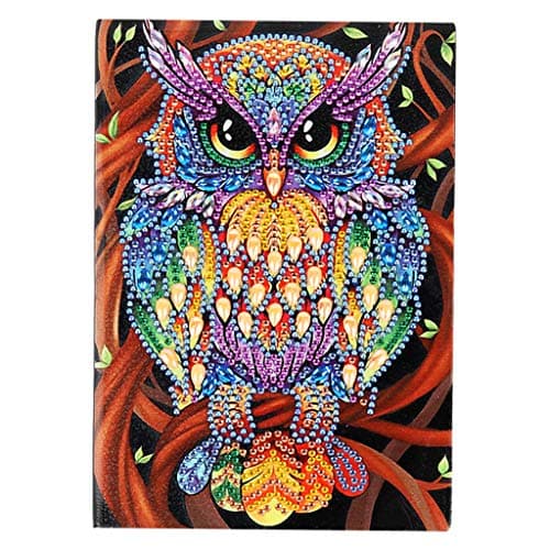 DCIDBEI Carnets A5 Peinture à Diamants Vierges avec Motif Chouette par Numéro A5 Carnet de Croquis Journal Secret Fille Cadeau d'anniversaire pour les Enfants Temps de Loisirs 50 Feuilles 120 Pages