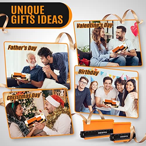 DODOWIN Cadeau Homme Anniversaire Original, Idee Cadeau fete des Peres Papa, Jauge de Contour 2p, Copieur Profil Parquet Forme, Outillage Traçage Bois Menuiserie, Guide des Tailles Rapporteur d'angle