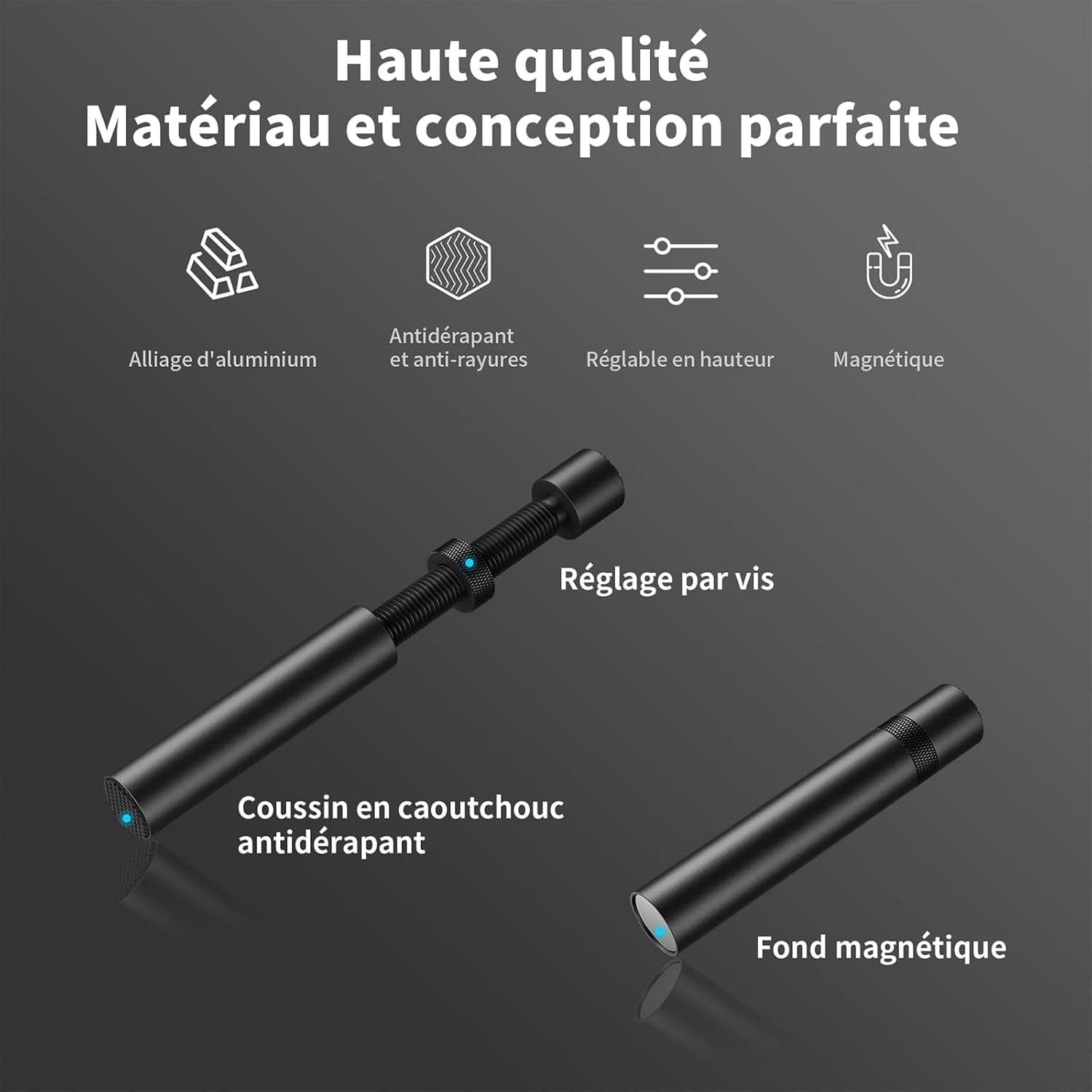 upHere Gaming Support GPU,Aluminium,Support Carte Graphique,Support Carte Graphique Verticale réglable en Hauteur,avec Aimant,L(70mm-120mm),GB70K