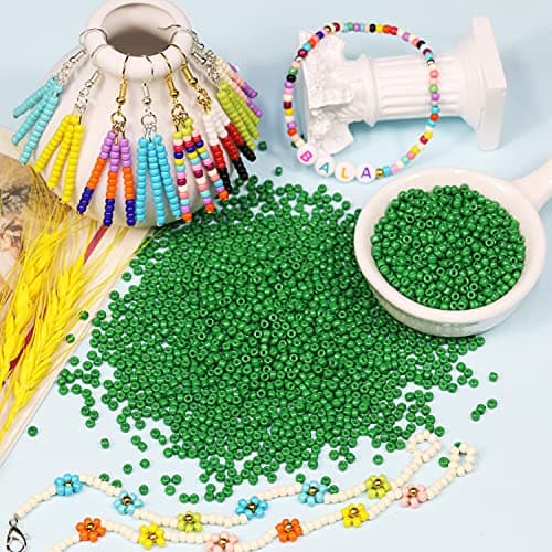 Bala&Fillic perles de rocaille 3mm Dark Vert couleur, 3600pcs/100Grammes,8/0 perles de verre pour fabrication de bracelets, colliers et boucles d'oreilles (Dark Vert)