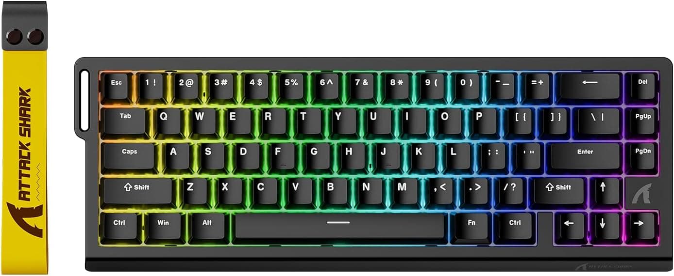 ATTACK SHARK X68 HE Clavier 8000Hz Rapid Trigger, Clavier Gamer Filaire RGB 60% avec Précision RT de 0,01 mm avec Interrupteur Magnétique, Actionnement Réglable, Snap Tap, pour PC/Mac, Noir