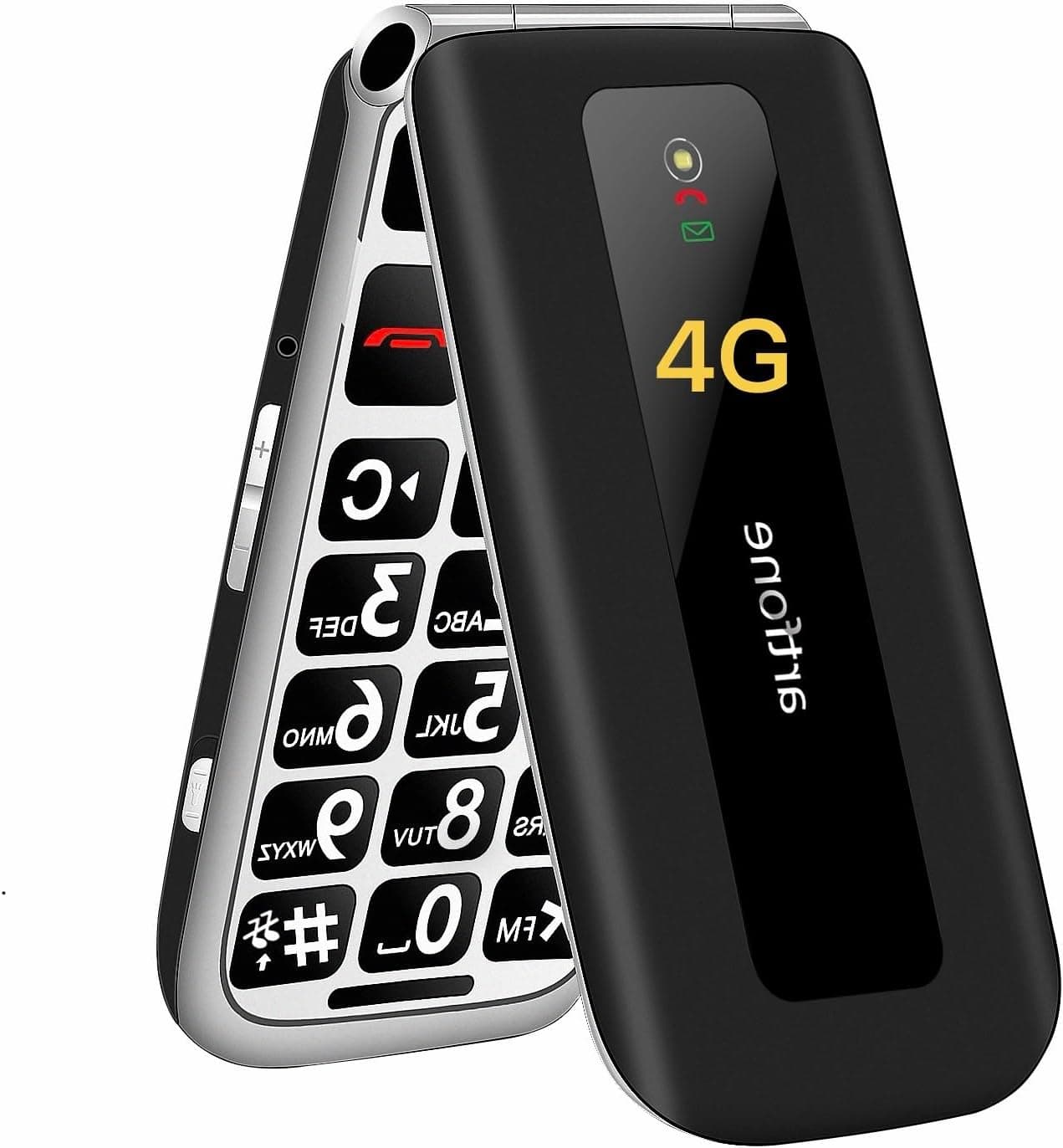 artfone F30 Noir - 4G Telephone Portable Senior Débloqué丨Téléphone Portable à Clapet avec Grandes Touches丨Bouton SOS丨écran de 2.4" 丨Station de Charge丨Fonction de Rappel de l'heure丨Radio FM