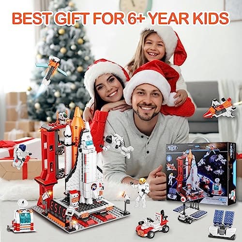 Kit de Construction Navette Spatiale Jouet, 11-en-1 STEM NASA City Space Rocket Shuttle avec Tour de Contrôle, Astronautes, Espace Fusee et 855 PCS pour Enfants Filles et Garçons 6 à 14 Ans