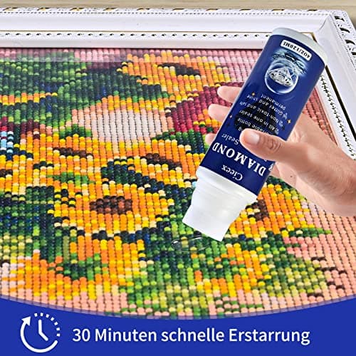 Cieex Colle Diamant Painting – Fixation Permanente et Brillant | Scellant Transparent 240ml Facile à Appliquer avec Embout éponge. Adapté diamond painting adultes, enfants et personnalisés