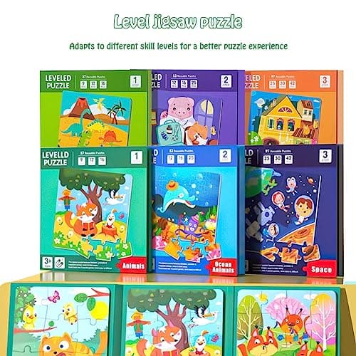 shineFinder Jeu magnétique Puzzle - Jeux de Voyage Enfants à partir de 3 4 5 Ans - pour occuper Les Enfants en Avion/Voiture (Niveau 1 | Animaux, 1pcs)
