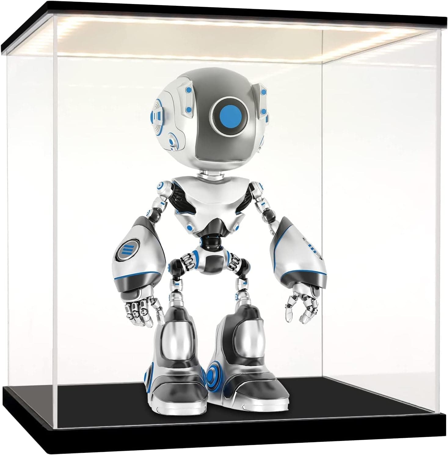 Vitrine pour Collection, Boite Acrylique Transparent, Vitrine Voiture Miniature, Vitrine Exposition Vitrine Acrylique pour Figurine, Miniature, avec éclairage LED (20x20x25 cm)
