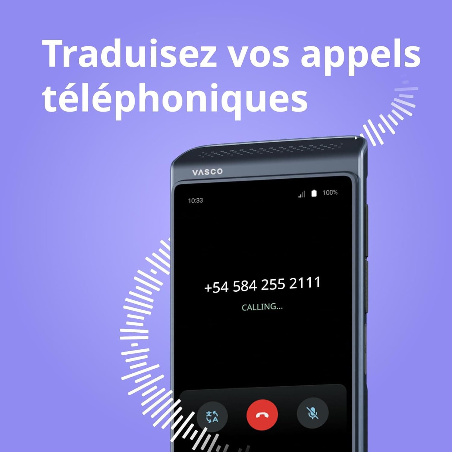Vasco Translator Q1 | Clonage vocal | Traduction des appels | Phantom Black | Clonage de voix | IA avec compréhension du contexte | 99 % de précision | 113 langues | Internet illimité à vie