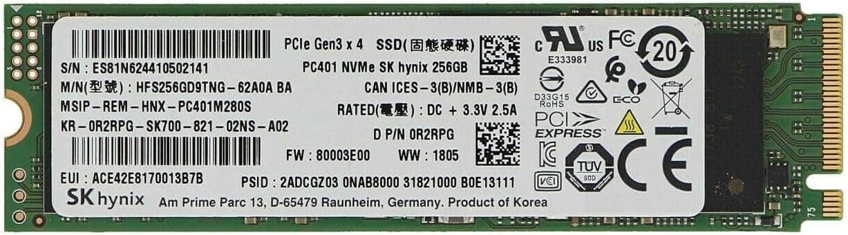 Hynix M.2 de 256 Go SSD (Solid State Drive) NVMe PCIe