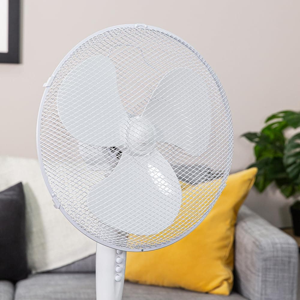 Russell Hobbs 16" Pouces, Léger, Ventilateur Sur Pied, 3 Vitesses, Oscillation Grand Angle, Flux D'Air Puissant, Hauteur Réglable, Blanc - Rhppf1621