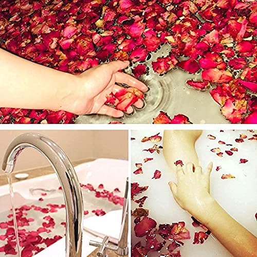 Reccisokz 100g-Pétales de rose séchées naturelles véritables fleurs rouges séchées pour le bain des pieds, le bain, le spa, le mariage, les confettis pour la maison, les loisirs créatifs
