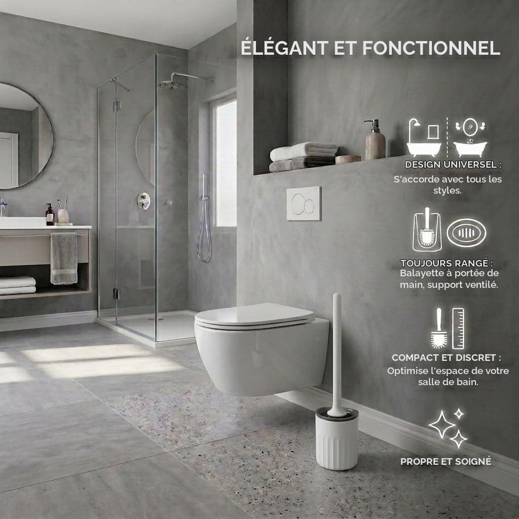 edihome, Brosse WC Silicone, Brosse Toilettes WC avec Support, Brosse Toilette Flexible, Antigoutte et Séchage Rapide, Installation Sol ou Mur