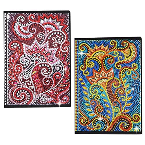 DCIDBEI 2 Pack Carnet de Notes A5 Carnet Diamond Painting Broderie Diamant Carnet Carnet Voyage Carnet de Note Peinture Diamant Carnet Secret Fille Diamant Cahier Enfant Journal Intime Adulte Mandala