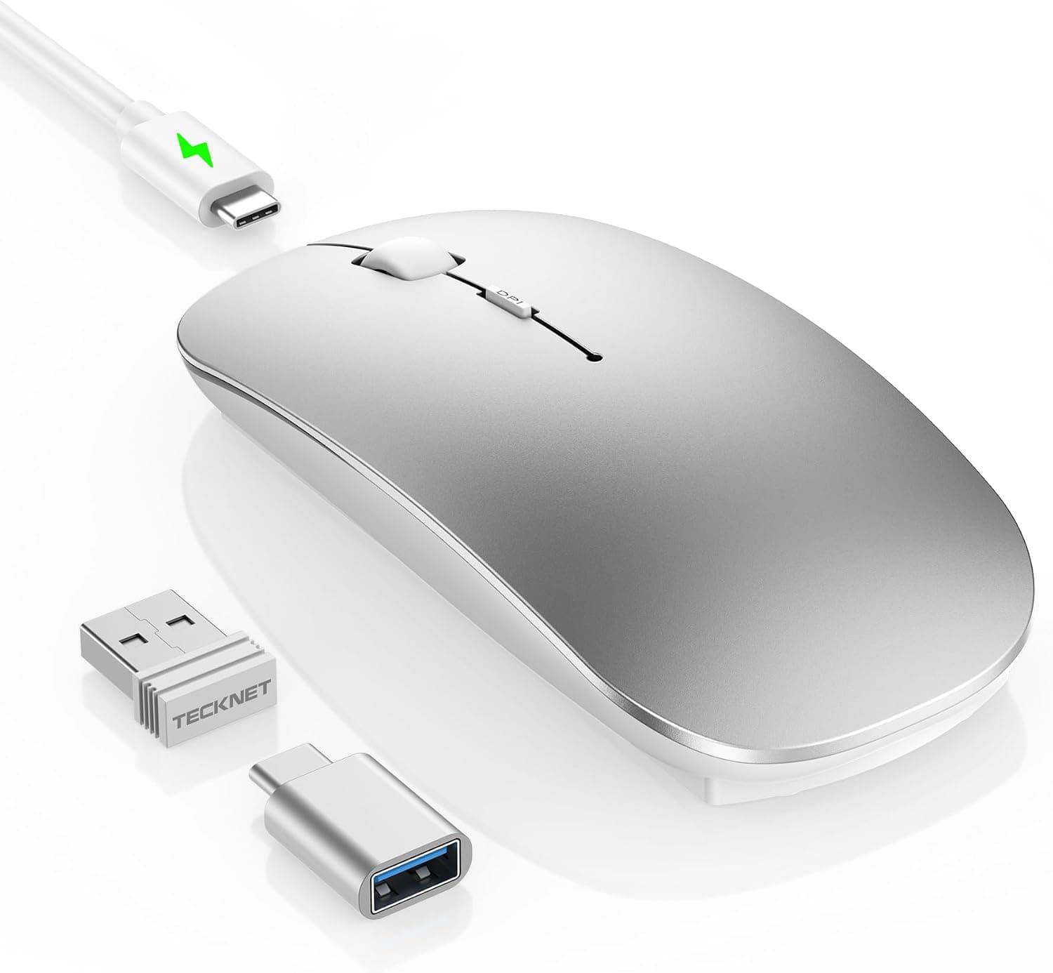 TECKNET Souris sans Fil USB-C & USB-A, avec 6 Niveaux DPI Réglables