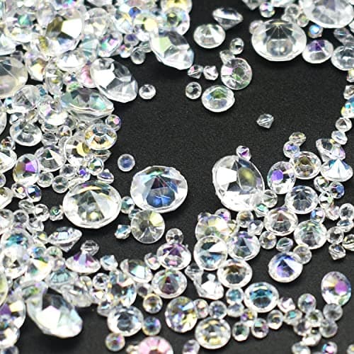 4000 pièces Diamants Acryliques Artificiels 3mm,6mm,10mm Table Décoration Diamants Acryliques pour Décoration Noël Mariage Fête D'anniversaire Table Décoration Mariage (Diamants de couleur AB)