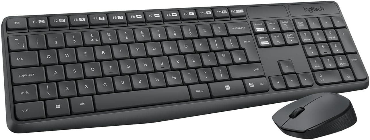 Logitech MK235 Combo Clavier Souris sans Fil pour Windows | Clavier sans Fil, Récepteur USB Unifying 2,4 GHz, 15 Touches, Batterie 3 Ans, PC/Portable, AZERTY Français