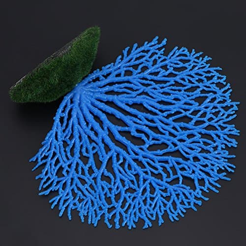Fdit Ornements Artificielle Décoration Corail Plante Ornement Silicone Décoration Artificielle pour Aquarium Réservoir Poissons(Bleu)