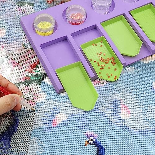Doafoce Plateau de Peinture Diamant 2 Pièces Organisateur Plateau Peinture Diamant Kit Diamond Painting Accessoires avec 12 Plateaux et 12 Boîtes pour Loisirs créatifs