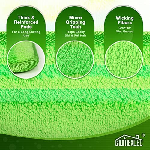 HOMEXCEL Lot de 4 serpillères en microfibre compatibles avec les balais Swiffer, réutilisables et lavables en machine, têtes de rechange pour nettoyage humide et sec multi-surfaces