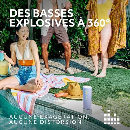 Ultimate Ears MEGABOOM 4, Enceinte Bluetooth Portable étanche avec Un Son Puissant à 360 degrés, Enceinte Flottante offrant Une autonomie de 20 Heures et Une portée de 45 m - Bleu
