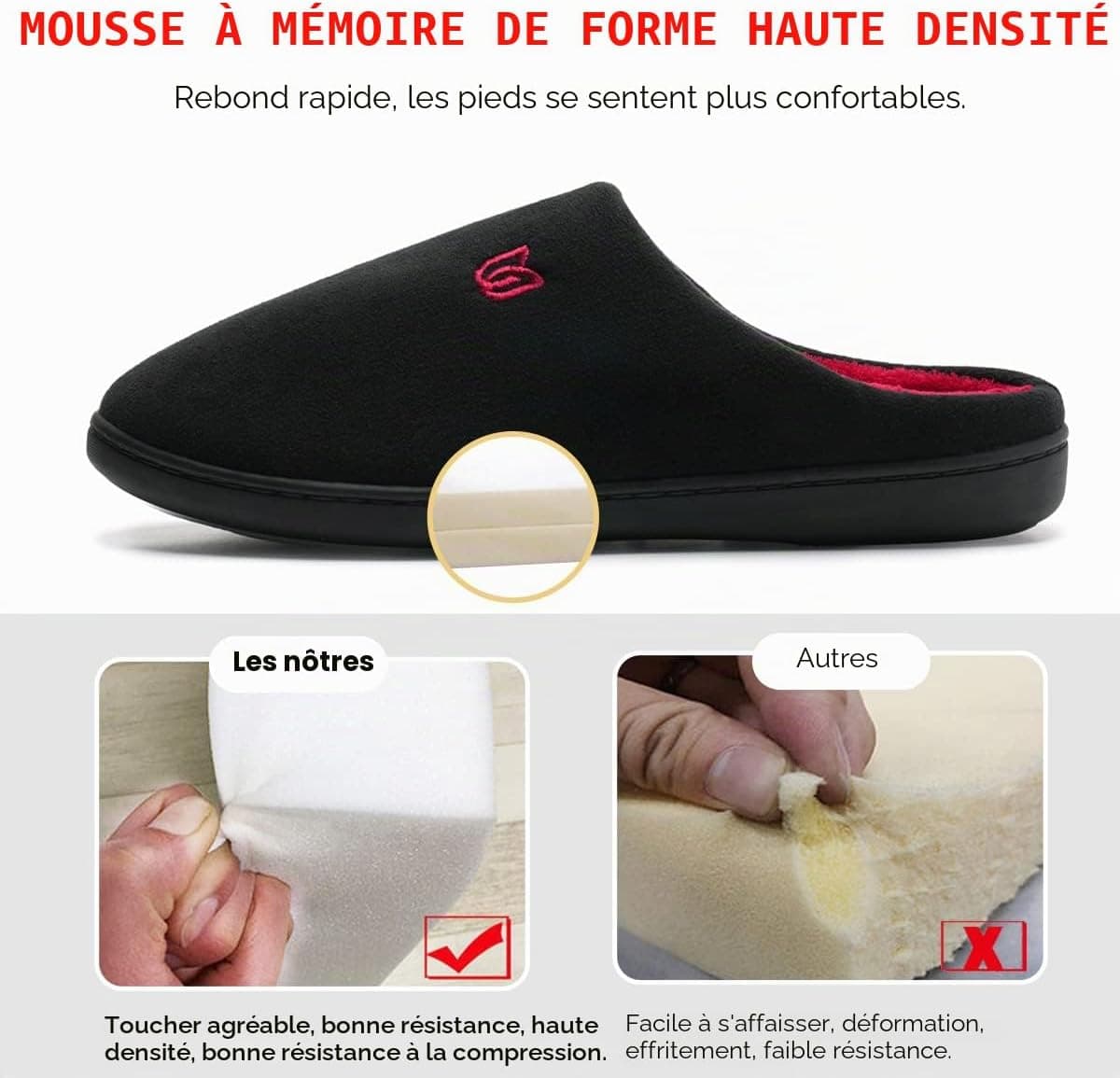 WateLves Chaussons Homme Pantoufle Femmes Hiver Court Peluche mémoire Mousse Chaud Coton Mixte Adulte