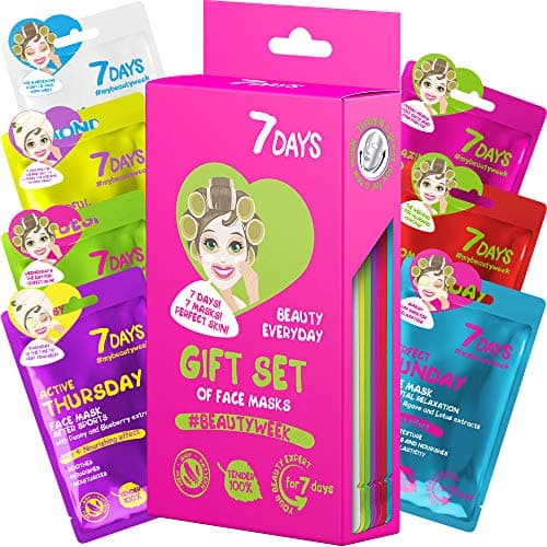 7Days Coffret Cadeau De Soins Pour Le Visage Avec Masques en Feuille - Ensemble De Masques En Tissu Hydratants, Nourrissants, Coffret Cadeau Beauté Avec Masque Visage Pour Femmes