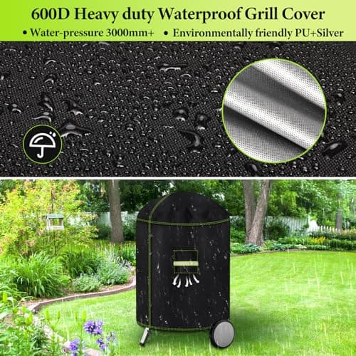 Housse Barbecue Exterieur, VDISRR Housse Bâche de Protection Résistante de 600D Oxford Housse Plancha Ø77 x 90 cm Anti-Vent/Anti-UV/Antipoussière/Anti-l'eau
