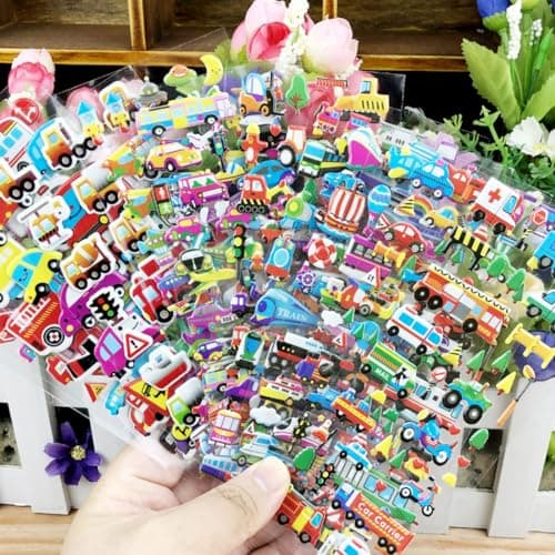 BZKSER Autocollants 3D - 24 Feuilles Kids Stickers, Autocollants Récompense, Autocollants Gommettes Stickers pour Enfants pour Récompenser Scrapbooking,Motifs y Compris Animaux, Avions, Dinosauresetc