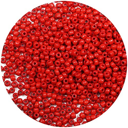 Bala&Fillic Perles de rocaille 4mm Rouge couleur 1200pcs/100Grammes, perles de verre 6/0 pour la fabrication de bracelets et de colliers (Rouge)